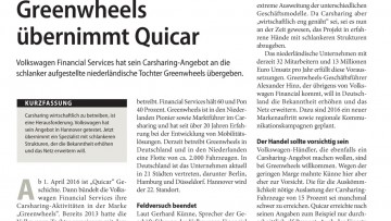 Volkswagen Carsharing: Greenwheels übernimmt Quicar