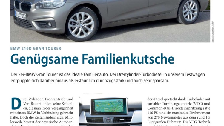 BMW 216D Gran Tourer: Genügsame Familienkutsche