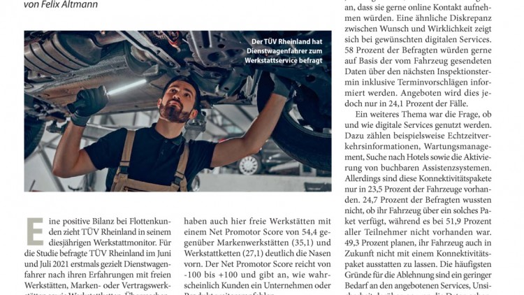 TÜV Rheinland-Werkstattmonitor 2021: Potenziale bei der Kundenbindung