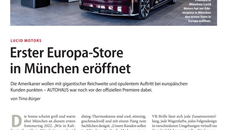 Lucid Motors: Erster Europa-Store in München eröffnet